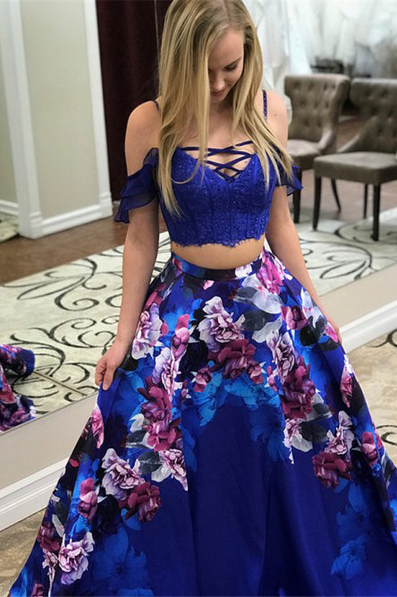 Two piece spaghetti strap prom clearance dress