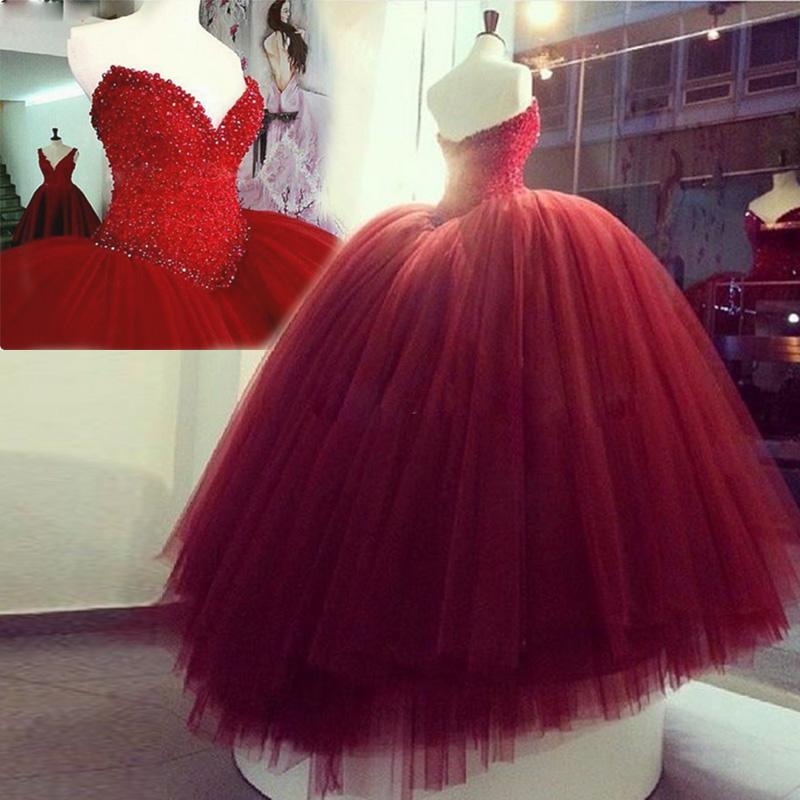 MARSEN Red Ball Gown,Puffy Sleeve Prom Dress Sweetheart Tulle Ball Gown  with Split A Line Formal Evening Gowns Size 4 : : Clothing, Shoes  & Accessories