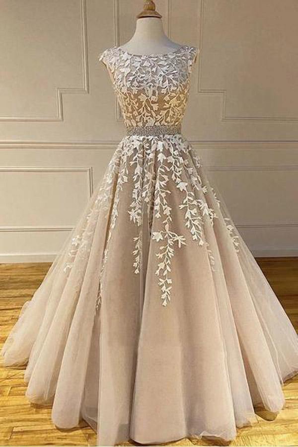 Lace Appliqué A-Line Prom Dress