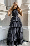 A-Line Tulle Long Prom Dress With Ruffles, Evening Gown SJ211071