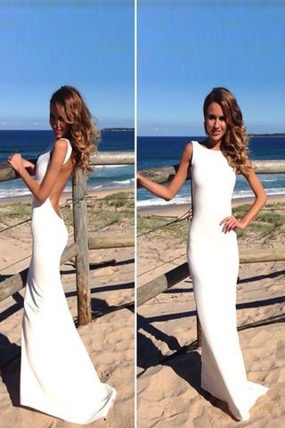 Pretty Long Simple Cheap Beach Wedding Dresses,Prom Dresses  GY151